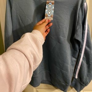 Boohoo Muted Blue sweatpants set with stripes